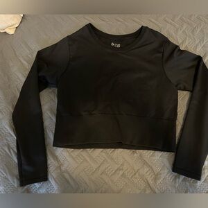 Women's Black Cropped Long-Sleeve Top offline aerie